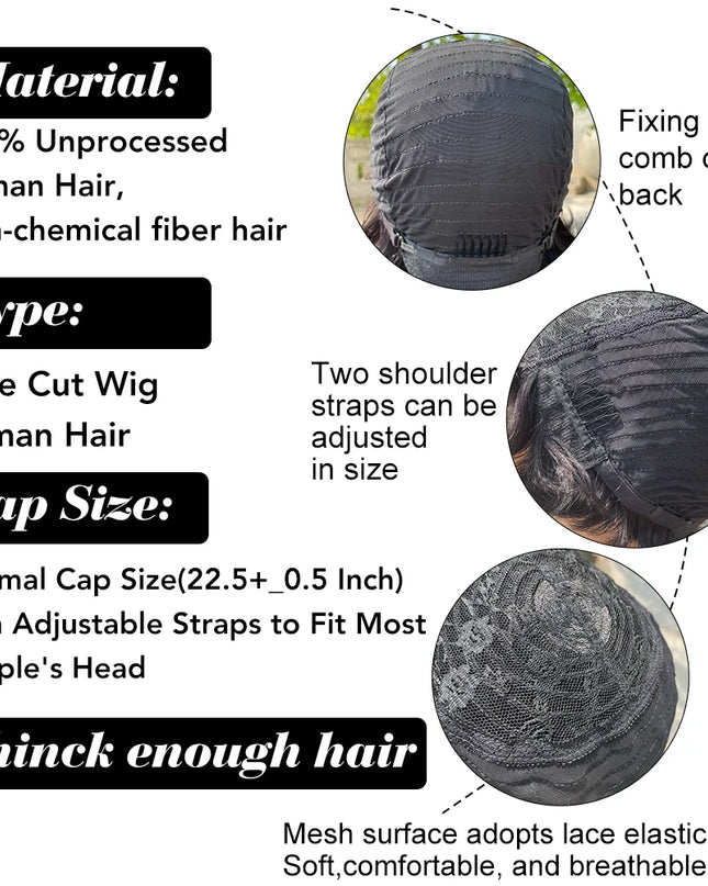 Short Human Hair Wigs for Black Women Pixie Cut Wig Human Hair Wig Glueless Wigs for Women Short Pixie Straight Human Hair Wigs