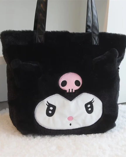 My Melody Kuromi Shoulder Bag Kawaii Japanese Style Plush Bag Pochacco Cinnamoroll HandBag Tote Package For Girl Student Gifts