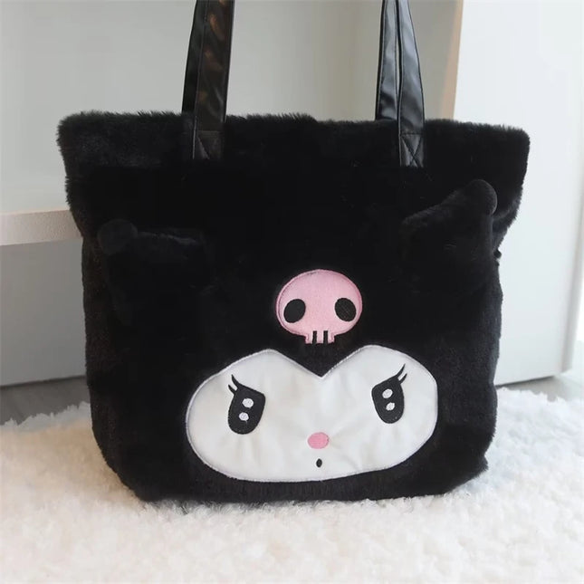 My Melody Kuromi Shoulder Bag Kawaii Japanese Style Plush Bag Pochacco Cinnamoroll HandBag Tote Package For Girl Student Gifts