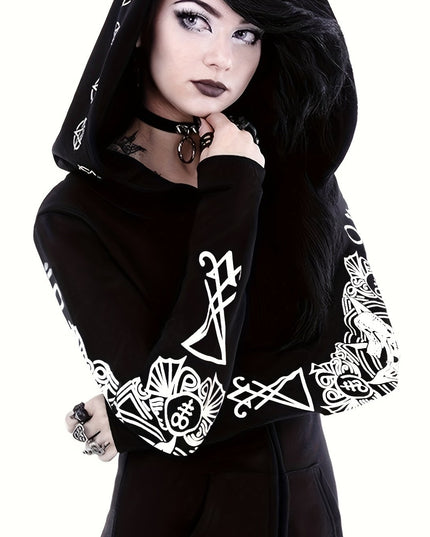 Women's Fashion Punk Style Geometric Print Zipper Sweatshirt