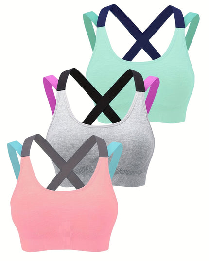 Comfortable and Supportive Seamless Mesh Cross Back Sport Bra for Yoga, Running, and Fitness - Breathable & Moisture-Wicking - For Women - Ideal for High-Impact Activities - Great Gift for Fitness Enthusiasts